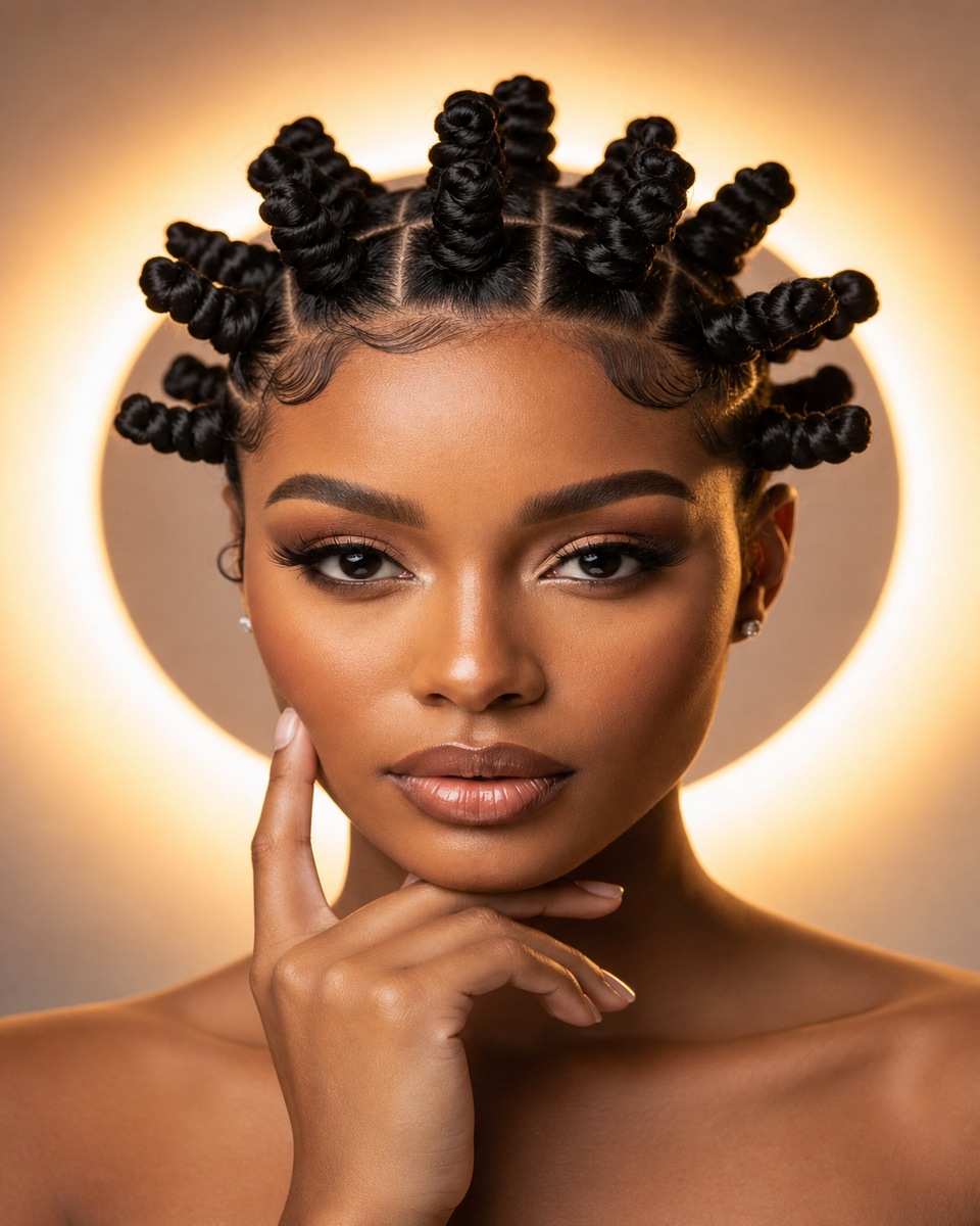 Bantu knots avec contours stylés