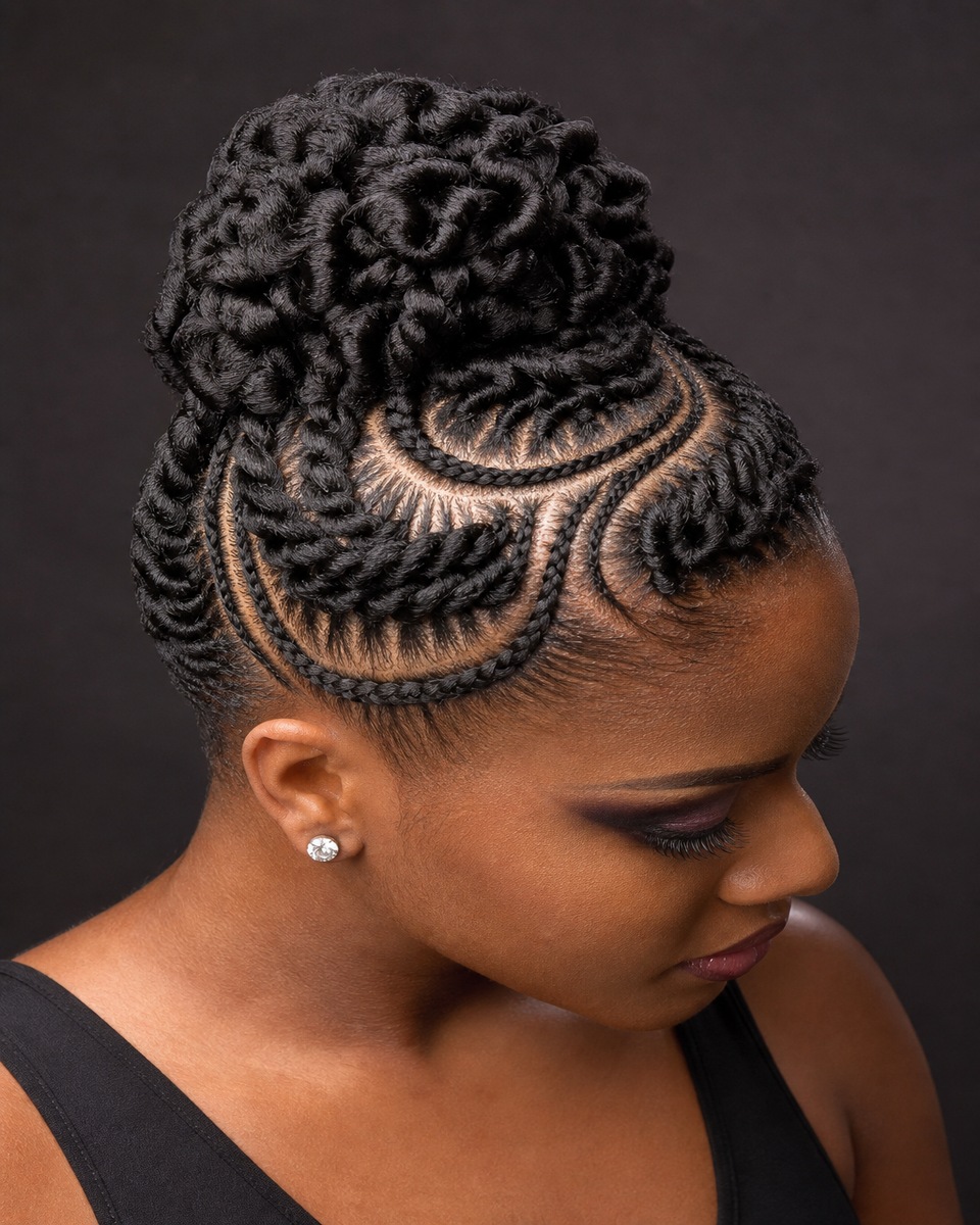 Chignon jumbo braids aux raies nettes